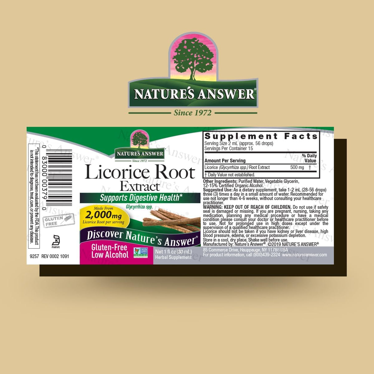 Nature&#39;s Answer Organic Low Alcohol Licorice Root 2000mg 1oz Extract | Digestion Support | Natural Immune Booster | Promotes Lung Function | Gluten-Free, Non-GMO, Vegan | Single Count