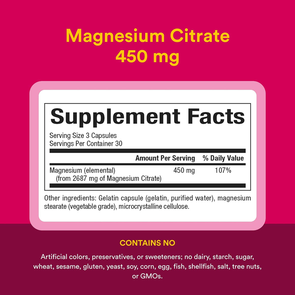 Natural Factors Magnesium Citrate 450 mg for Muscle &amp; Heart*, 90 Capsules