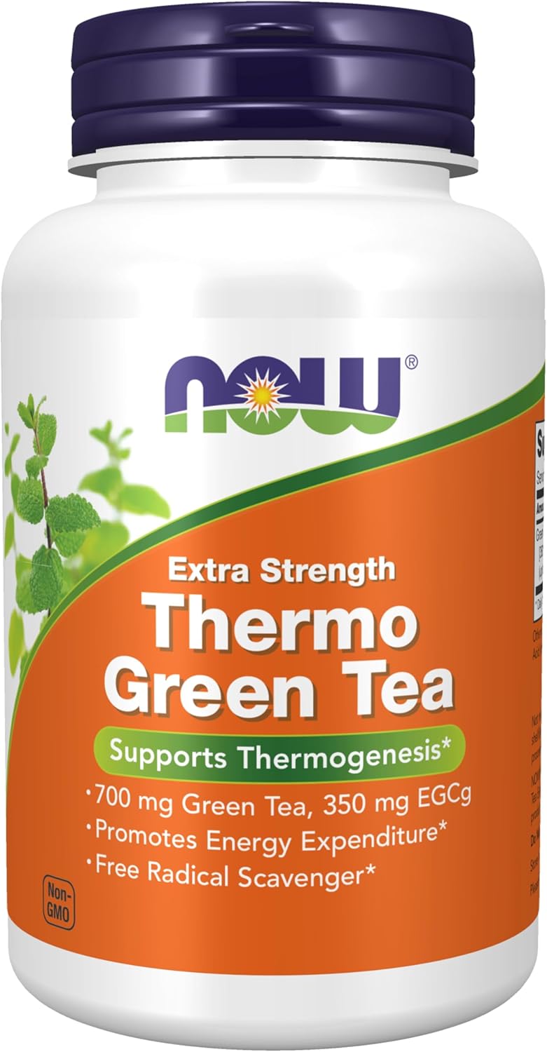 NOW Foods Supplements, Thermo Green Tea™, Extra Strength, with 700 mg Green Tea and 350 mg EGCg, 90 Veg Capsules