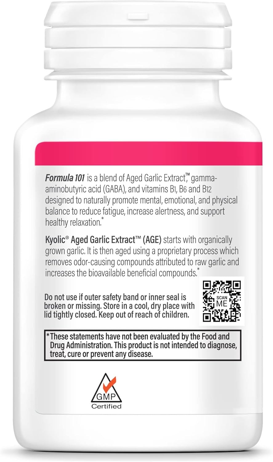 Kyolic Aged Garlic Extract Formula 101, Stress and Fatigue Relief, 100 Tablets