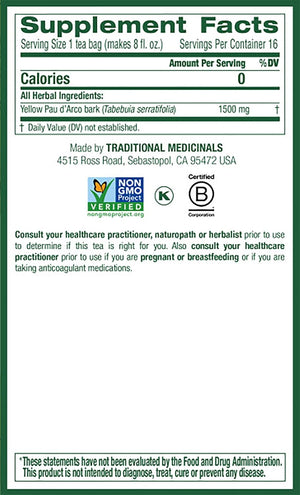 Traditional Medicinals Yellow Pau d'Arco Herbal Tea, 16 Tea Bags