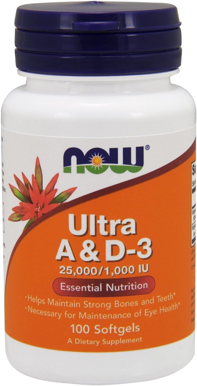 NOW Foods Supplements, Vitamin A &amp; D3 25,000/1,000 IU, Eye Health*, Essential Nutrition, 100 Softgels