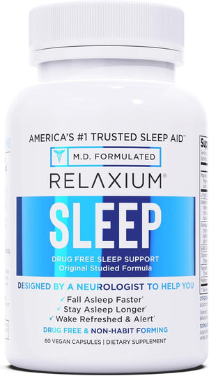 Relaxium Sleep Aid for Adults, Melatonin 5mg with Magnesium Glycinate, Sleep-Promoting Valerest & Ashwagandha, Non-Habit Forming Sleep Supplement, 60 Capsules, 30-Day Supply