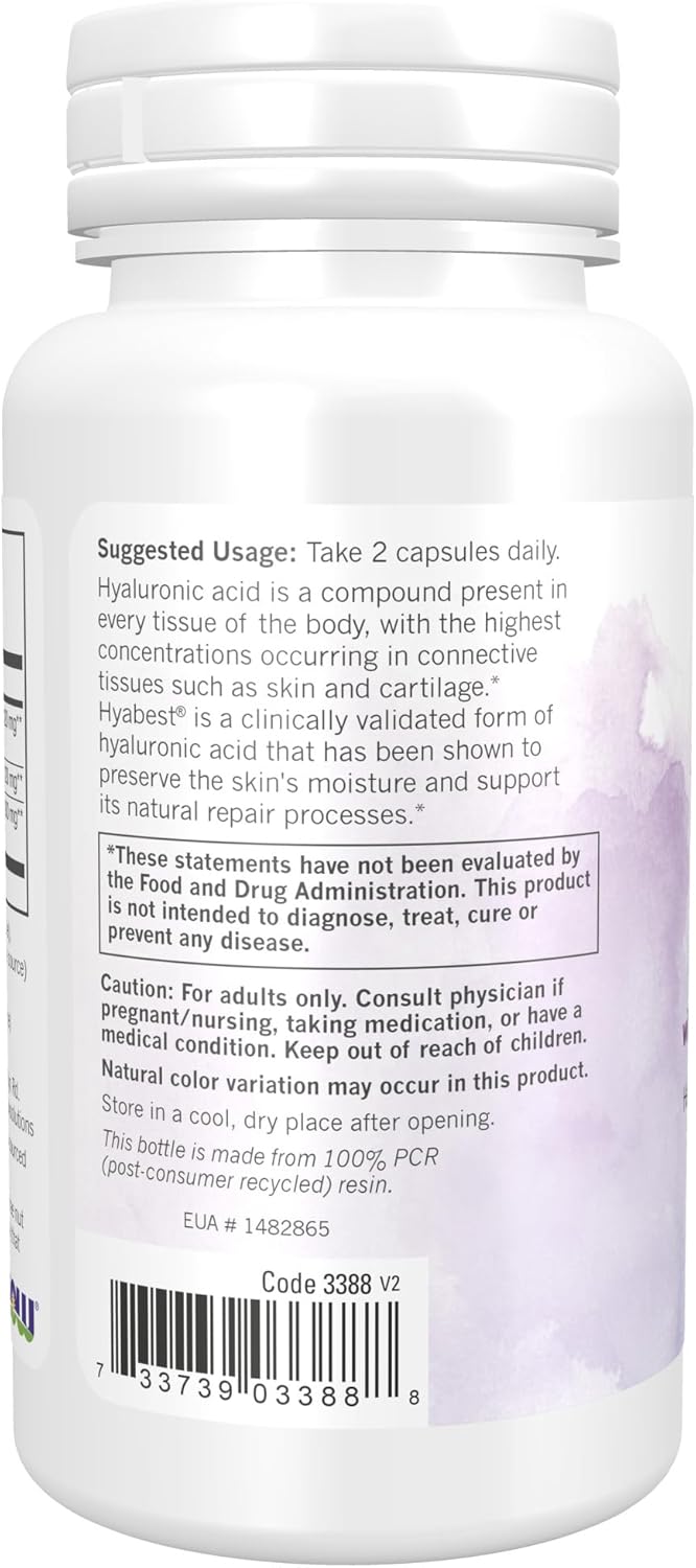 NOW Foods Solutions, Hydration Rescue with Hyabest® hyaluronic acid, 60 Veg Capsules