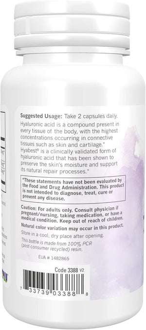 NOW Foods Solutions, Hydration Rescue with Hyabest® hyaluronic acid, 60 Veg Capsules