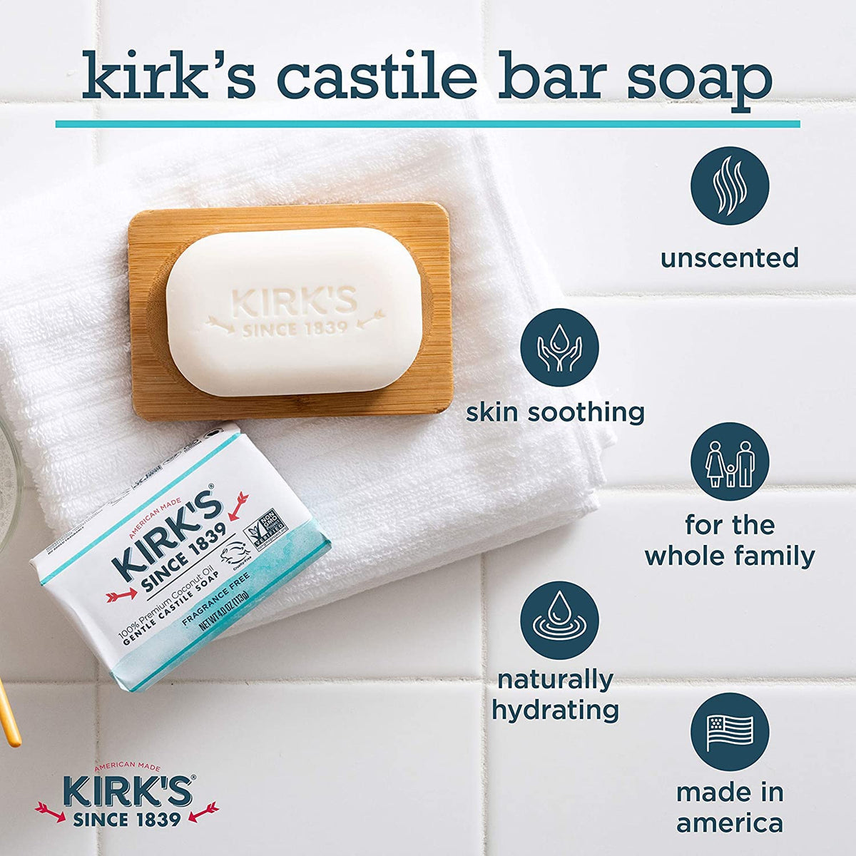 Kirk&#39;s Gentle Castile Soap - Fragrance Free