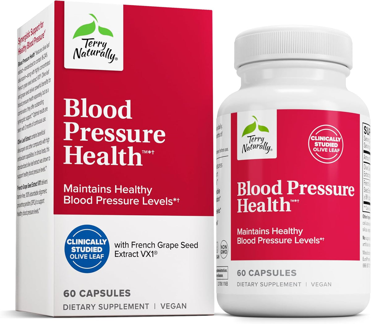 Terry Naturally Blood Pressure Health - Healthy Blood Flow &amp; Circulation Support Supplement - Heart Health Supplement with Antioxidants - Cardiovascular Support - 60 Capsules