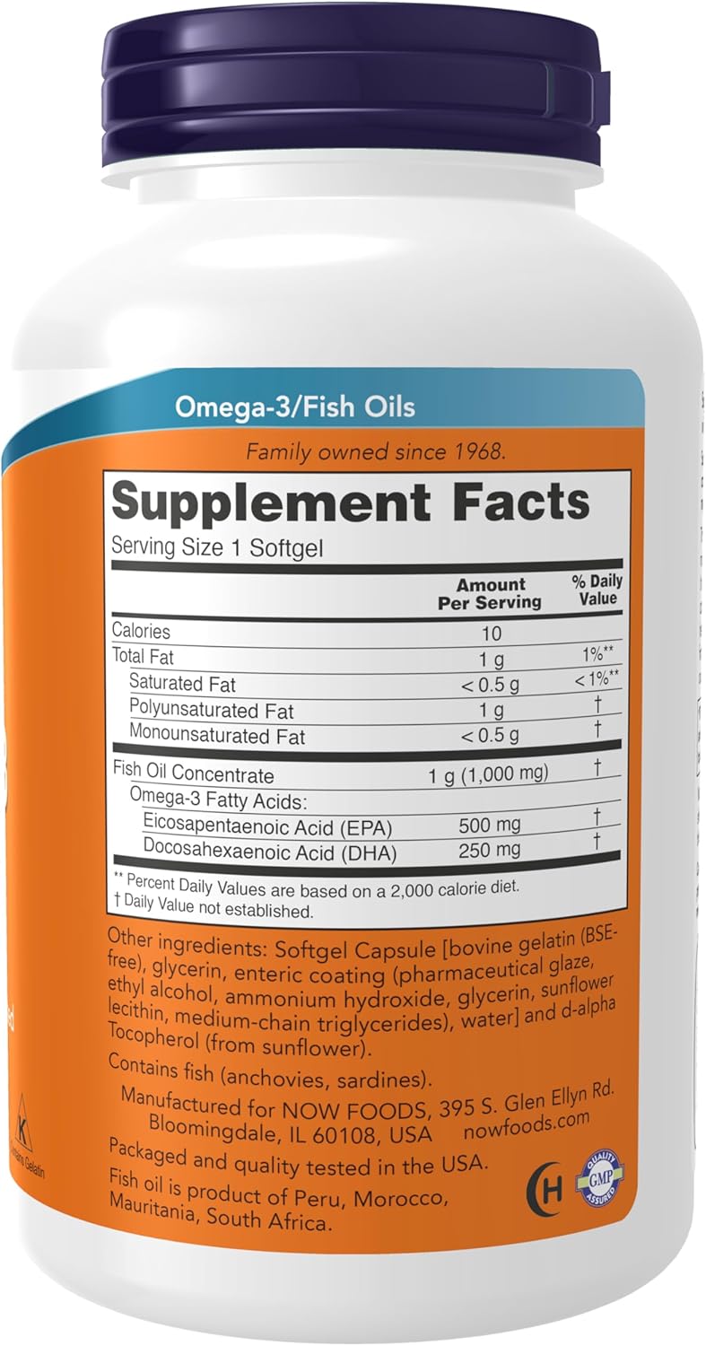 NOW Foods Supplements, Ultra Omega-3 Molecularly Distilled and Enteric Coated, 180 Softgels