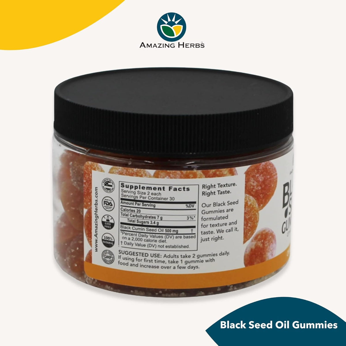 Amazing Herbs Supplements Black Seed Gummies 60 ct