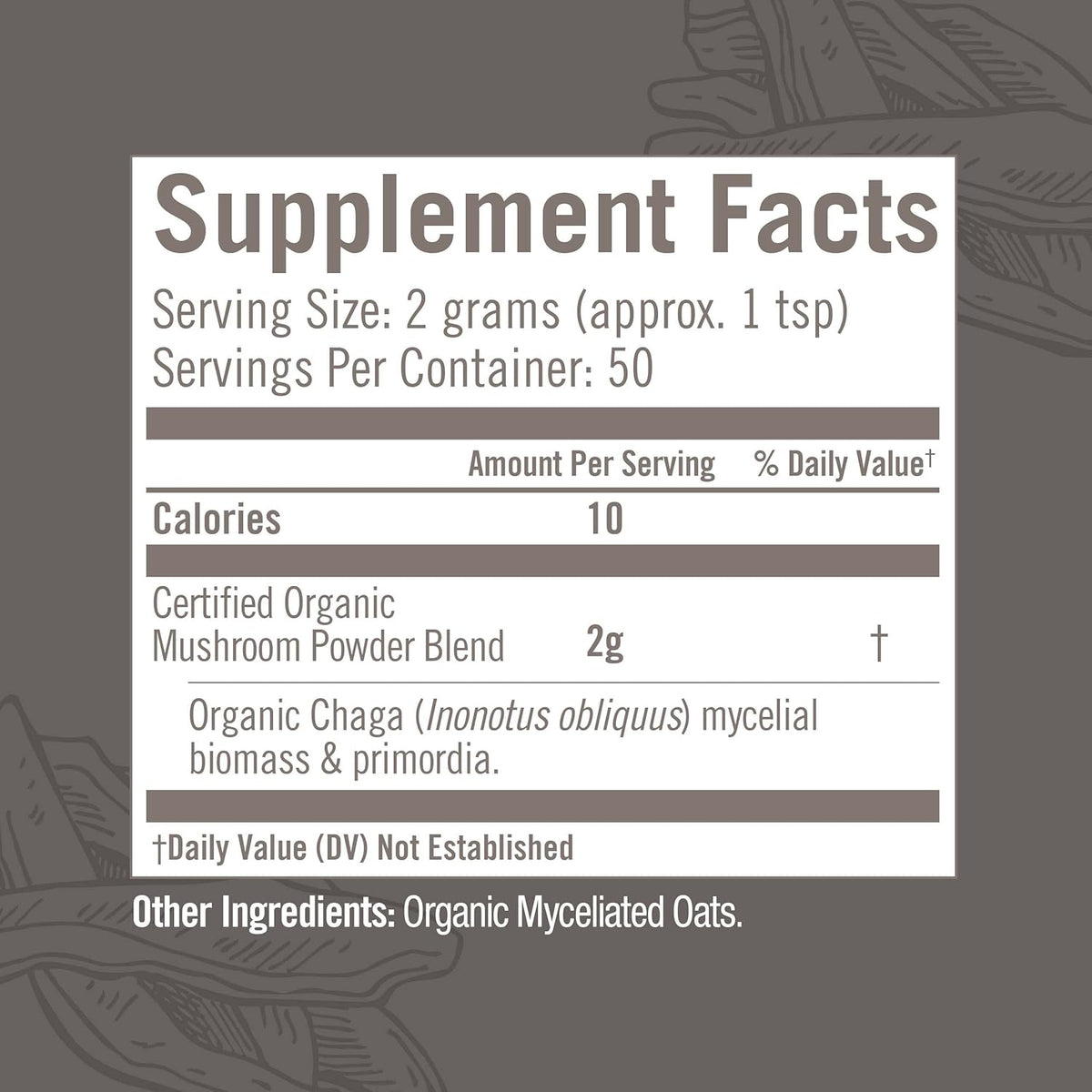 Om Mushroom Superfood Chaga Organic Mushroom Powder, 3.5 Ounce, 50 Servings, US Grown, Sacred Antioxidants &amp; Immune Support, Superfood Mushroom Supplement