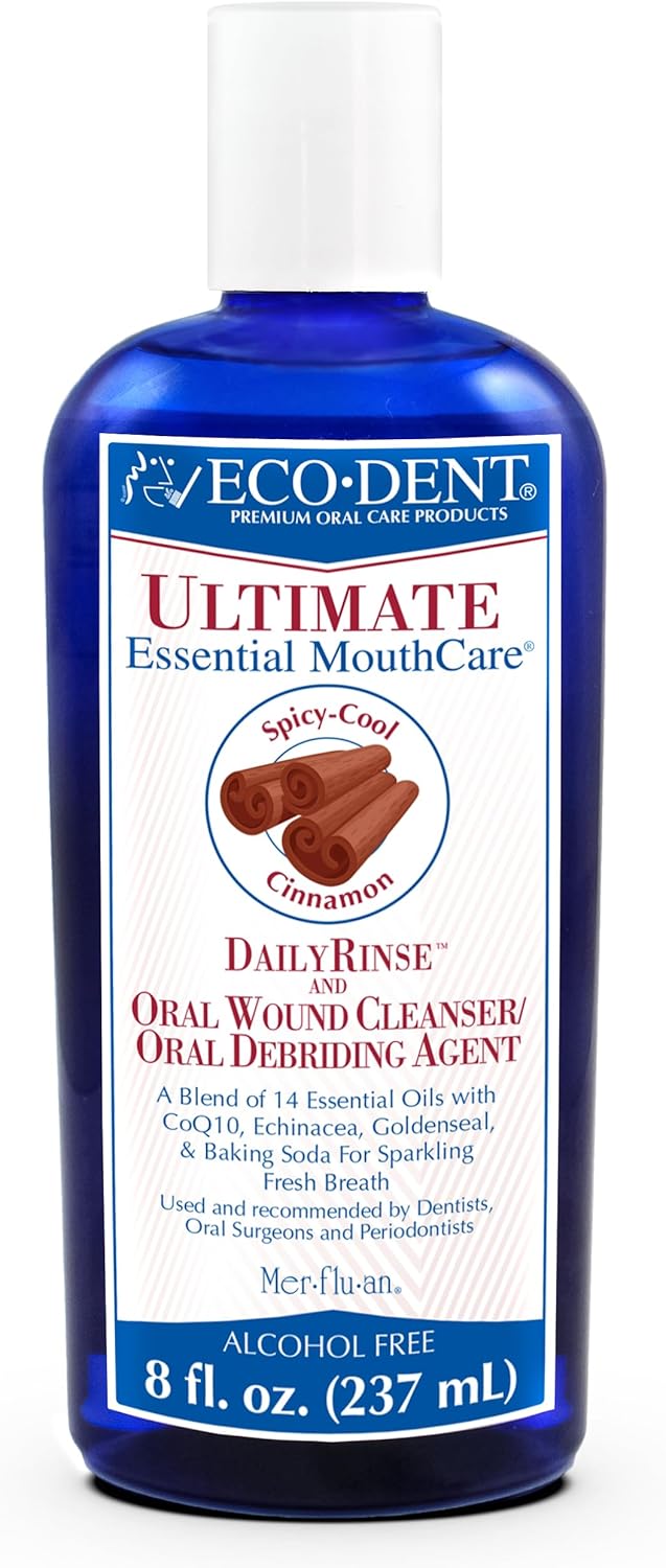 Eco-Dent Alcohol-Free Mouthwash, Cinnamon - Ultimate Essential MouthCare, Oral Care Mouth Wash for Adults, Baking Soda Mouth Rinse with Essential Oils + DailyRinse Single-Use Pack, Mint