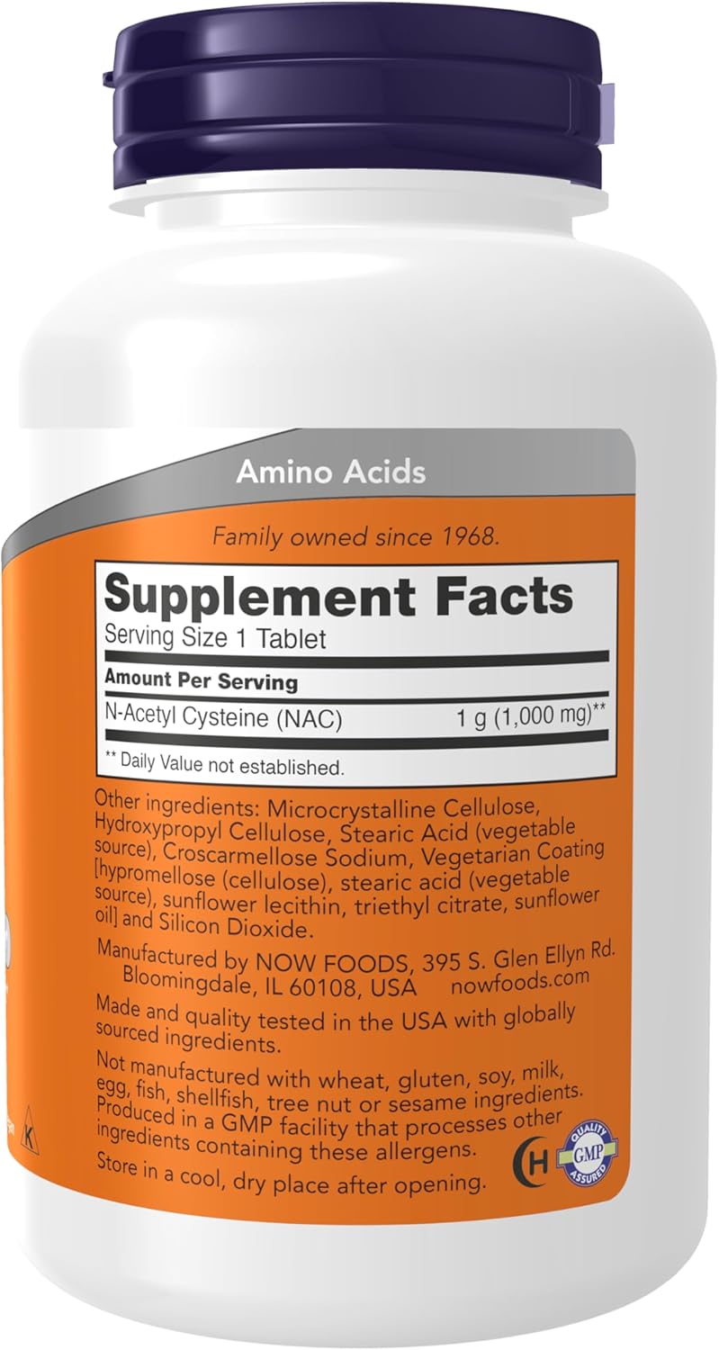 NOW Foods Supplements, NAC (N-Acetyl-Cysteine) 1,000 mg, Free Radical Protection*, 120 Tablets