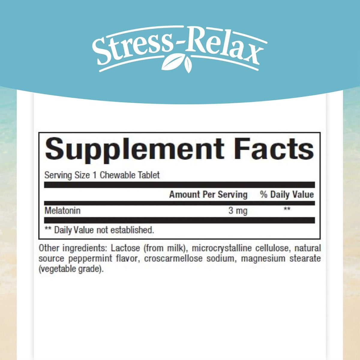 Stress-Relax Melatonin 3 mg by Natural Factors, Natural Sleep Aid, Resets the Sleep-Wake Cycle, 180 chewable tablets (180 servings), Peppermint Flavor