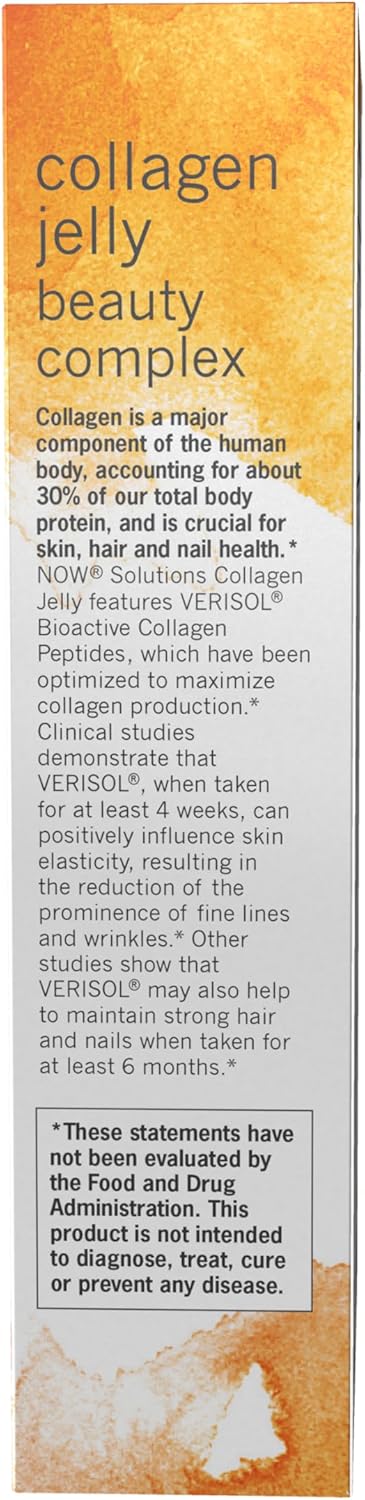 NOW Foods Solutions, Collagen Jelly Beauty Complex, Sweet Orange Flavor, 10 Jelly Sticks