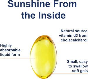 Carlson - Vitamin D3, 2000 IU (50 mcg), Bone & Immune Health, Vitamin D Supplements, Cholecalciferol Supplement, Gluten Free Vitamin D Capsules, 360 Softgels