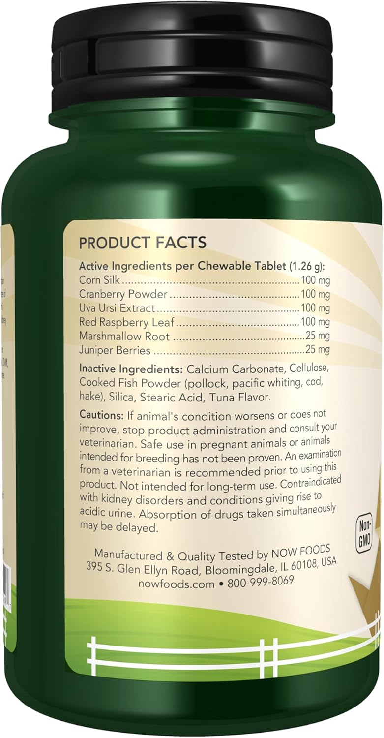 NOW Foods Pet Health, Urinary Support Supplement, Formulated for Cats &amp; Dogs, NASC Certified, 90 Chewable Tablets