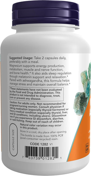 Now Supplements, Magnesium + Ashwagandha, 120 Veg Caps