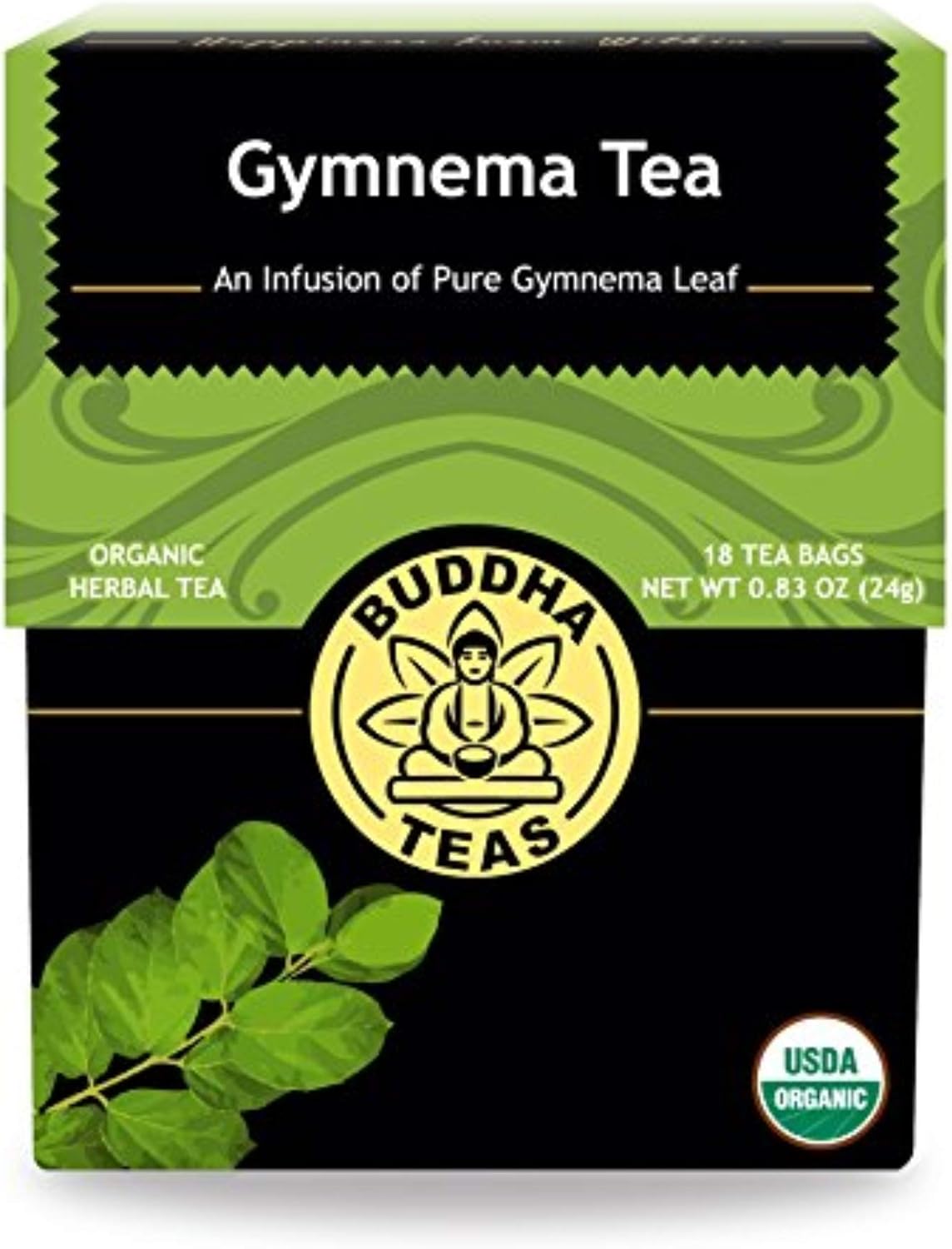Organic Gymnema Sylvestre Leaf Tea - Kosher, Caffeine Free, GMO-Free - 18 Bleach Free Tea Bags