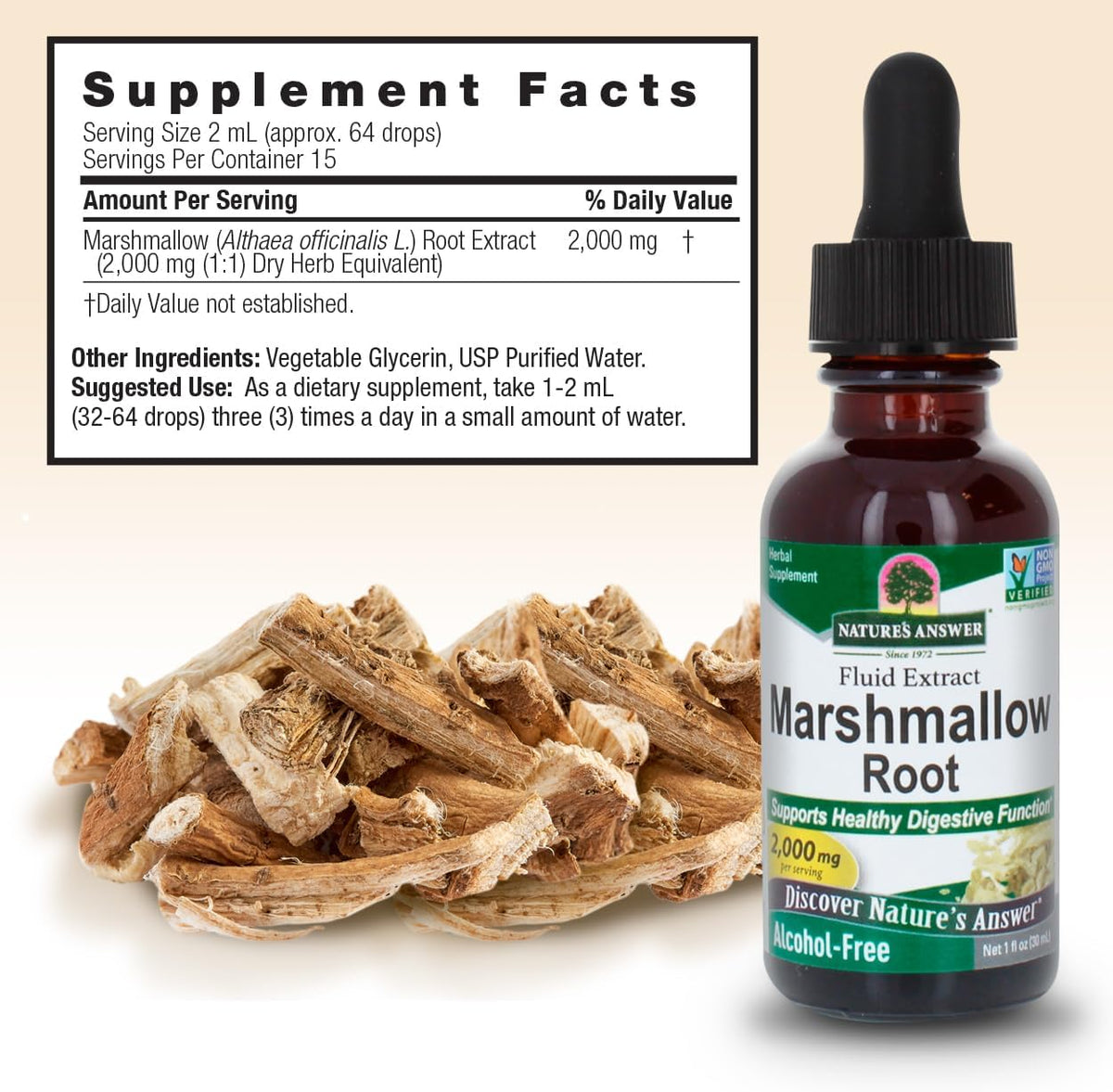 Nature&#39;s Answer Alcohol-Free Marshmallow Root Extract, 1-Fluid Ounce | Digestive Support