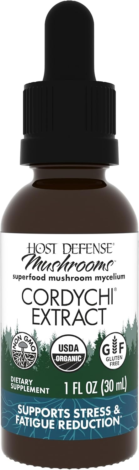 Host Defense CordyChi Extract - Energy & Immune Support Supplement - Cordyceps & Reishi Mushroom Supplement for Relaxation & Respiratory Support - Aids Against Tiredness - 1 fl oz