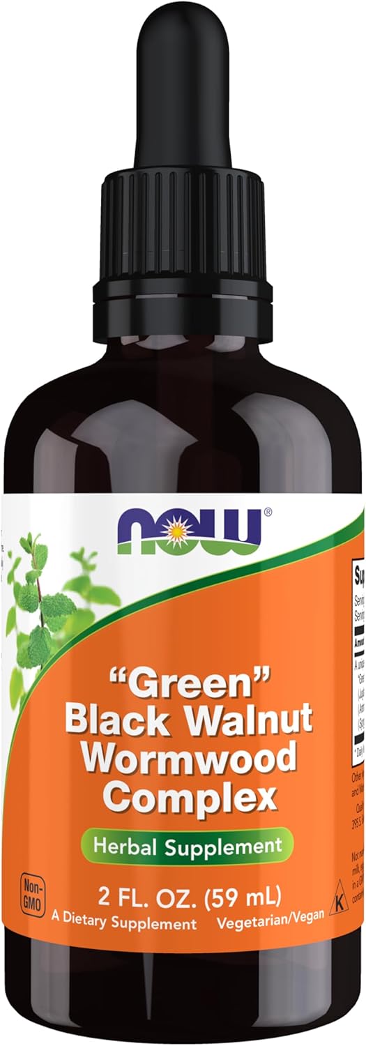 NOW Supplements, Green Black Walnut Wormwood Complex Liquid with Dropper, Herbal Supplement, 2-Ounce