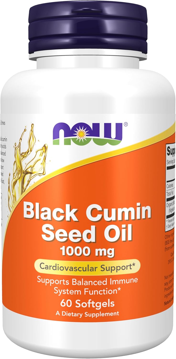 NOW Foods Supplements, Black Cumin Seed Oil, 1,000 mg, Cardiovascular Support*, 60 Softgels