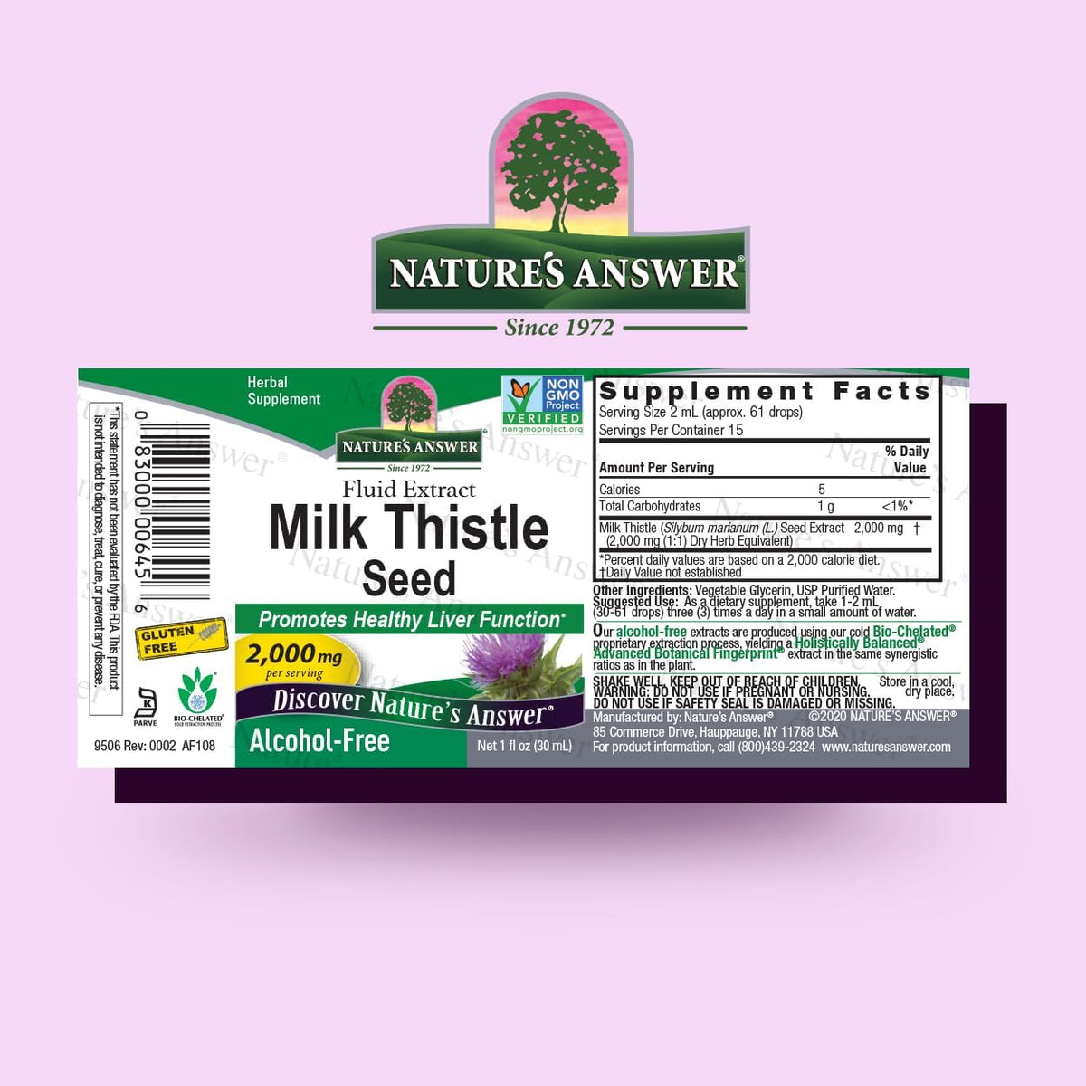 Nature&#39;s Answer Milk Thistle 2000 mg 1oz Extract | Promotes Liver Function | Non-GMO, Kosher Certified, Gluten-Free