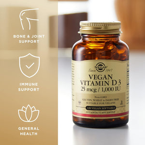 Solgar Vegan Vitamin D3 (Cholecalciferol) 150 mcg (6,000 IU) - 50 Softgels - Immune Support - Helps Maintain Healthy Bones & Teeth - Non-GMO, Certified Vegan, Gluten & Dairy Free - 50 Servings