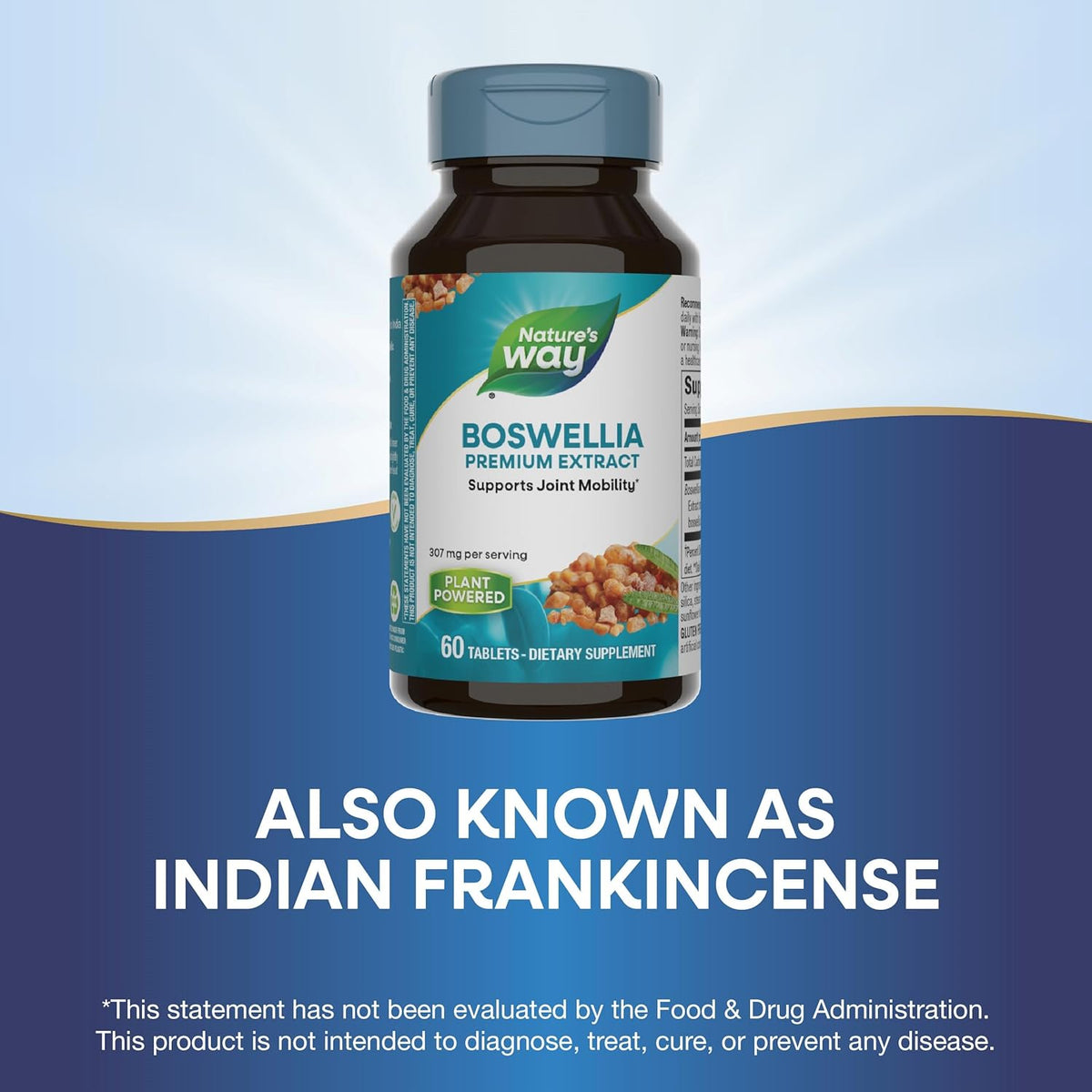 Nature&#39;s Way Boswellia Premium Extract, Supports Joint Mobility*, 307 mg Boswellia serrata Extract per Serving, Frankincense Supplement, Gluten Free &amp; Vegan - 60 Tablets