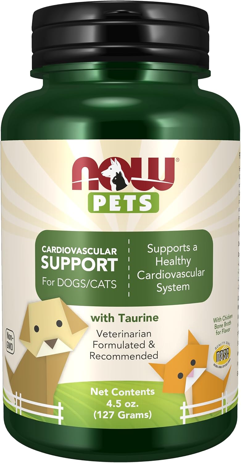 NOW Foods Pet Health, Cardiovascular Support Supplement, Formulated for Cats &amp; Dogs, NASC Certified, Powder, 4.5-Ounce