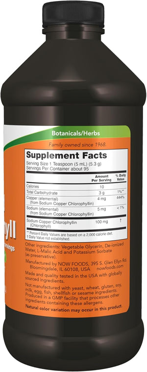 NOW Foods Supplements, Unflavored Chlorophyll Liquid, 100 mg per Teaspoon, 16 fl. oz.