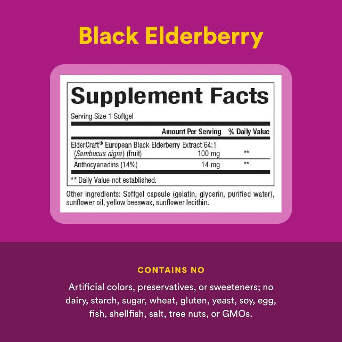 Natural Factors Black Elderberry, 100 mg, 120 Fast-Acting Softgels