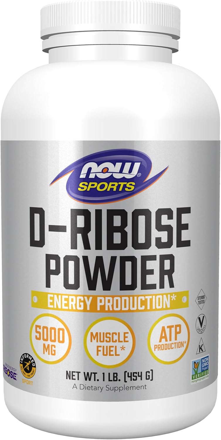 NOW Foods Sports Nutrition, D-Ribose Powder 5000 mg, Certified Non-GMO, Energy Production*, 16-Ounce