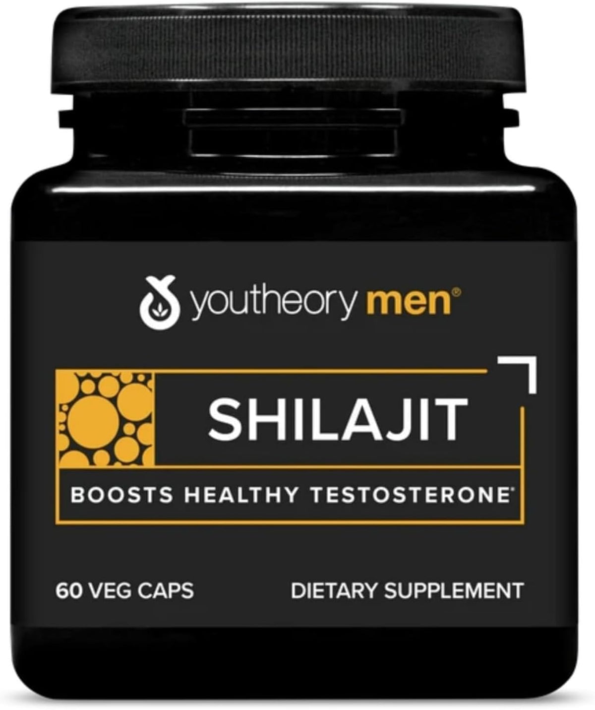 Youtheory Men&#39;s Shilajit - 250 mg Shilajit Capsules - Energy Supplement - Supports Stamina &amp; Endurance* - Gluten, Dairy &amp; Soy Free - 60 Veg Capsules