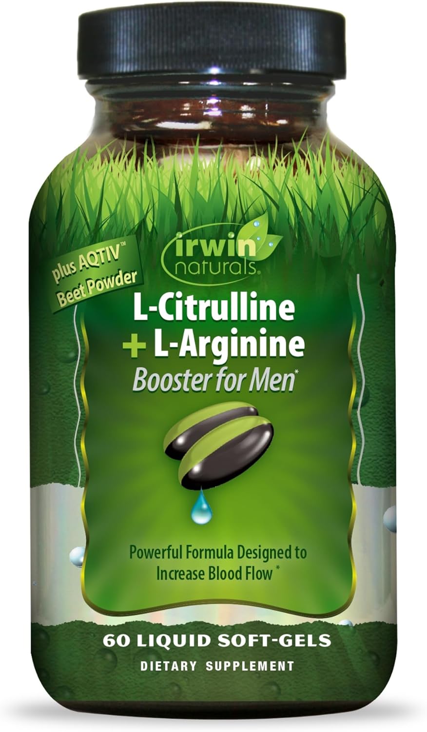 Irwin Naturals L-Citrulline + L-Arginine - 60 Liquid Soft-Gels - Booster for Men with Beet Root - Supports Blood Flow