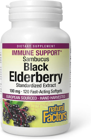 Natural Factors Black Elderberry, 100 mg, 120 Fast-Acting Softgels