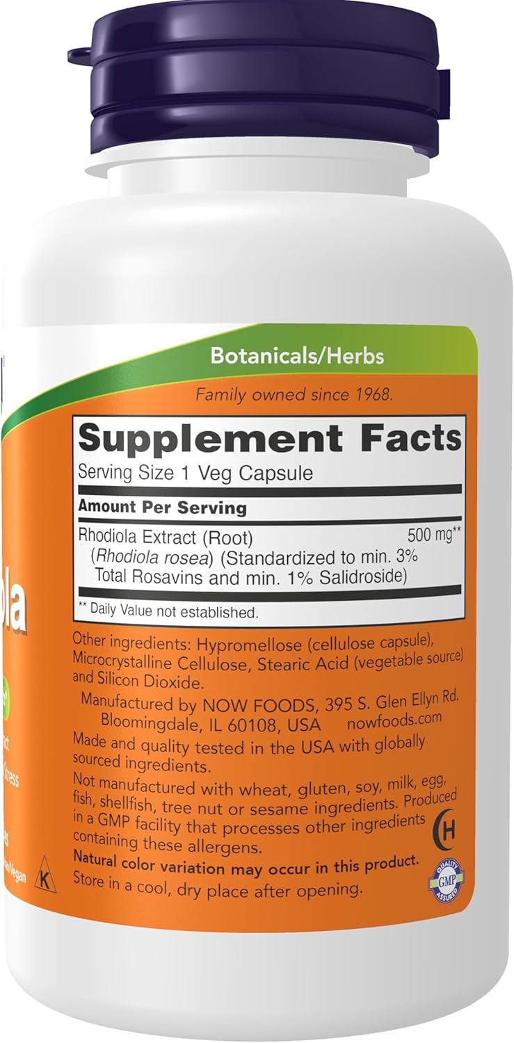NOW Supplements, Rhodiola 500 mg, 120 Veg Capsules