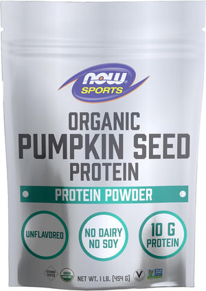 NOW Foods Sports Nutrition, Organic Pumpkin Seed Protein Powder With 10g of Protein, Certified Non-GMO, Unflavored, 1-Pound