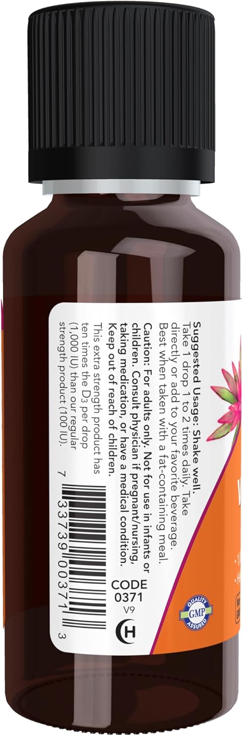 NOW Foods Supplements, Liquid Vitamin D-3, Extra Strength, Structural Support*, 1-Ounce