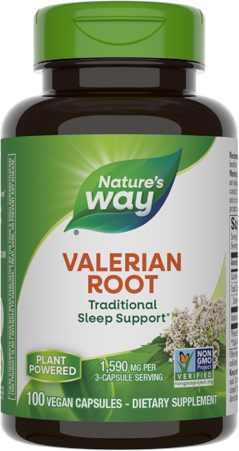 Nature&#39;s Way Valerian Root - Traditional Sleep Support* - Valerian Root Capsules - Gluten Free &amp; Vegan - 100 Capsules