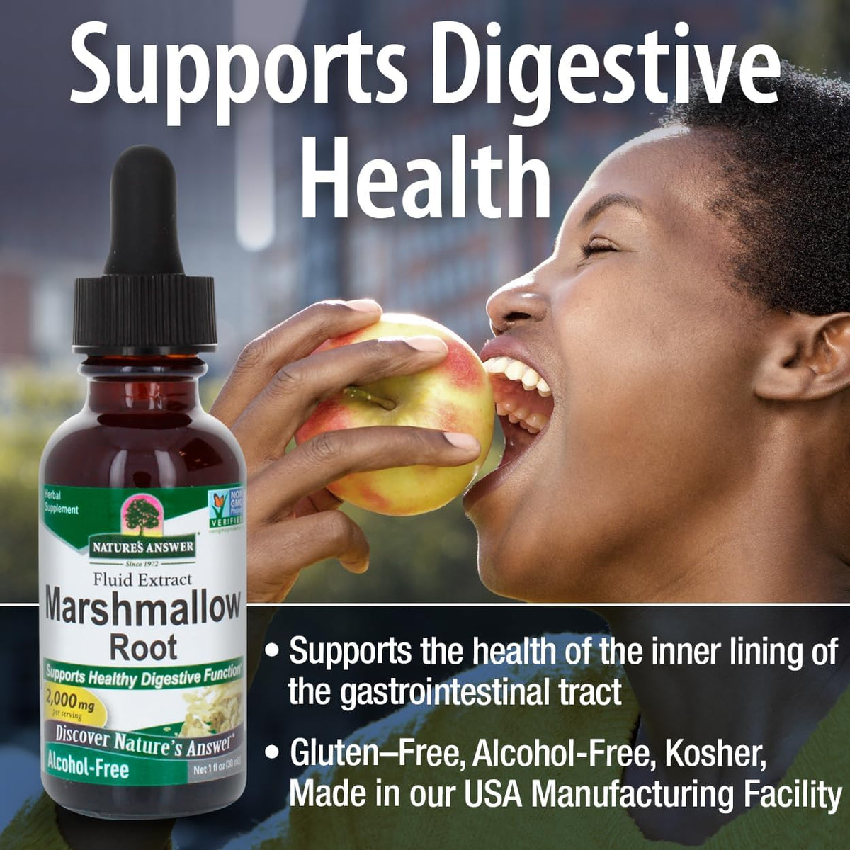 Nature&#39;s Answer Alcohol-Free Marshmallow Root Extract, 1-Fluid Ounce | Digestive Support