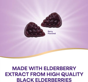 Nature’s Way Sambucus Elderberry Immune Support Gummies for Kids & Adults* with Black Elderberry Extract, Vitamin C, Vitamin D3, and Zinc, 60 Gummies