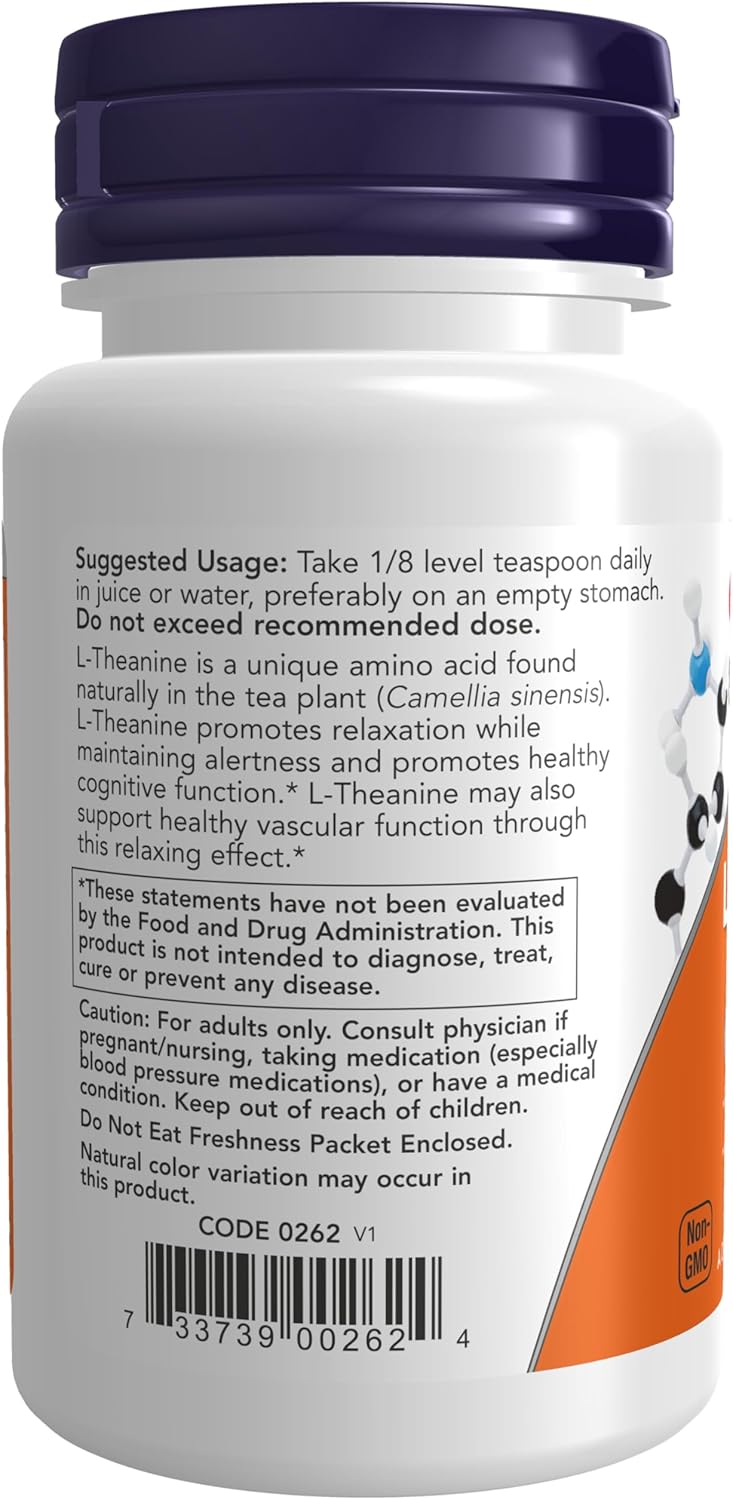 NOW Foods Supplements, L-Theanine Pure Powder, Tension Management*, Amino Acid, 1-Ounce