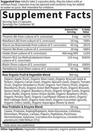 Garden of Life Vitamin B Complex, 60 Vegan Capsules, High Potency Vitamins for Energy & Metabolism with B6, Folate & B12 as Methylcobalamin Plus Probiotics