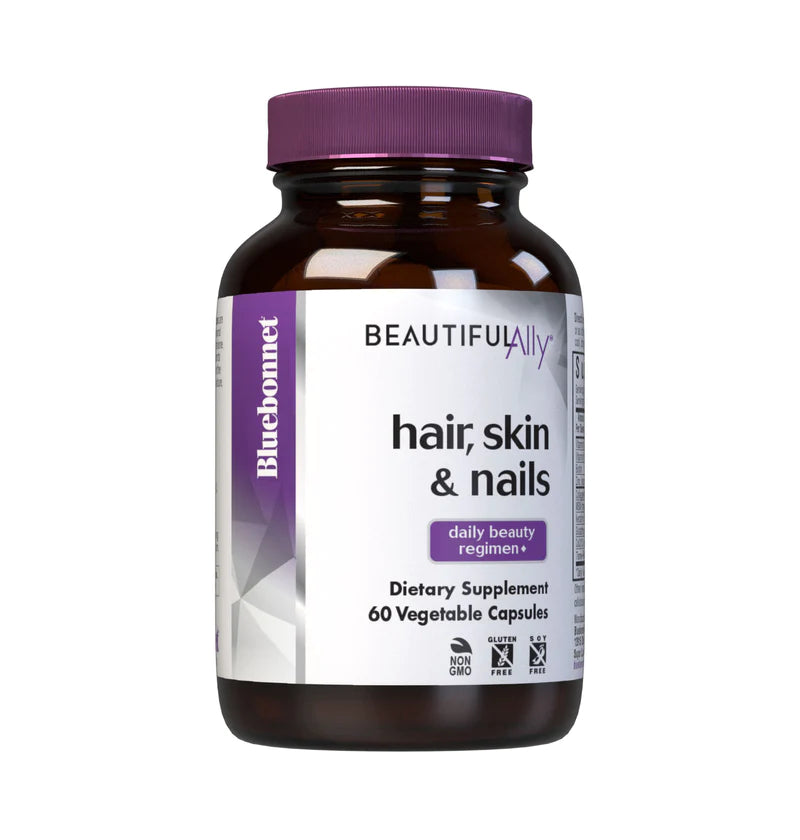 Bluebonnet Nutrition Beautiful Ally Hair, Skin &amp; Nails, Hydrolyzed Collagen from Grass Fed Cows, Collagen Peptides Type 1 &amp; 3, Non GMO, Gluten Free, Soy Free, Milk Free, Kosher, 60 Vegetable Capsules