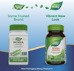Nature's Way Senna Leaves, Relieves Occasional Constipation*, 1,350 mg per 3-Capsule Serving, Non-GMO Project Verified, 100 Capsules