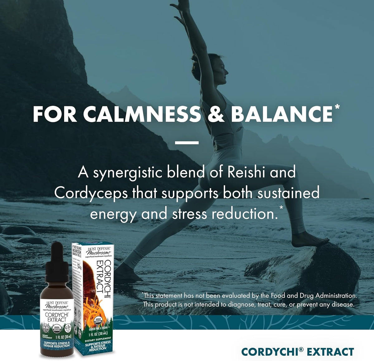 Host Defense CordyChi Extract - Energy & Immune Support Supplement - Cordyceps & Reishi Mushroom Supplement for Relaxation & Respiratory Support - Aids Against Tiredness - 1 fl oz