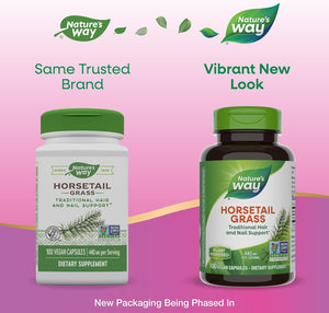 Nature's Way Horsetail Grass, Traditional Hair & Nail Support*, 440 mg per Serving, Non-GMO Project Verified, Vegan, 100 Capsules