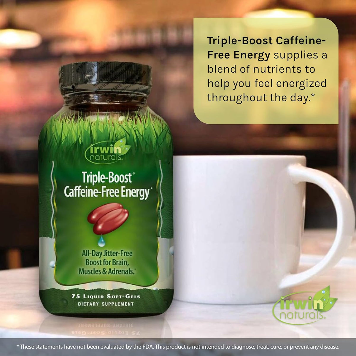 Irwin Naturals Triple-Boost® Caffeine Free Energy, 75 Liquid Gel Capsules