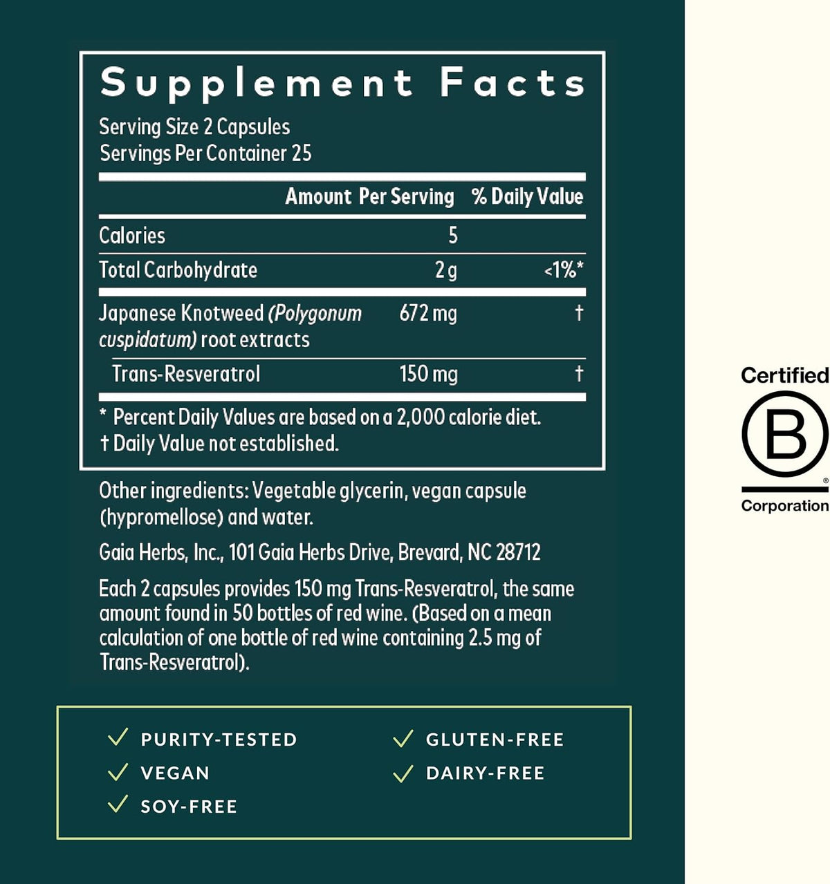Gaia Herbs Resveratrol 150 - Beauty &amp; Radiance Antioxidant Support Supplement - Made with Japanese Knotweed - Contains 150 mg Trans-Resveratrol per Serving - 50 Liquid Phyto-Capsules (25-Day Supply)